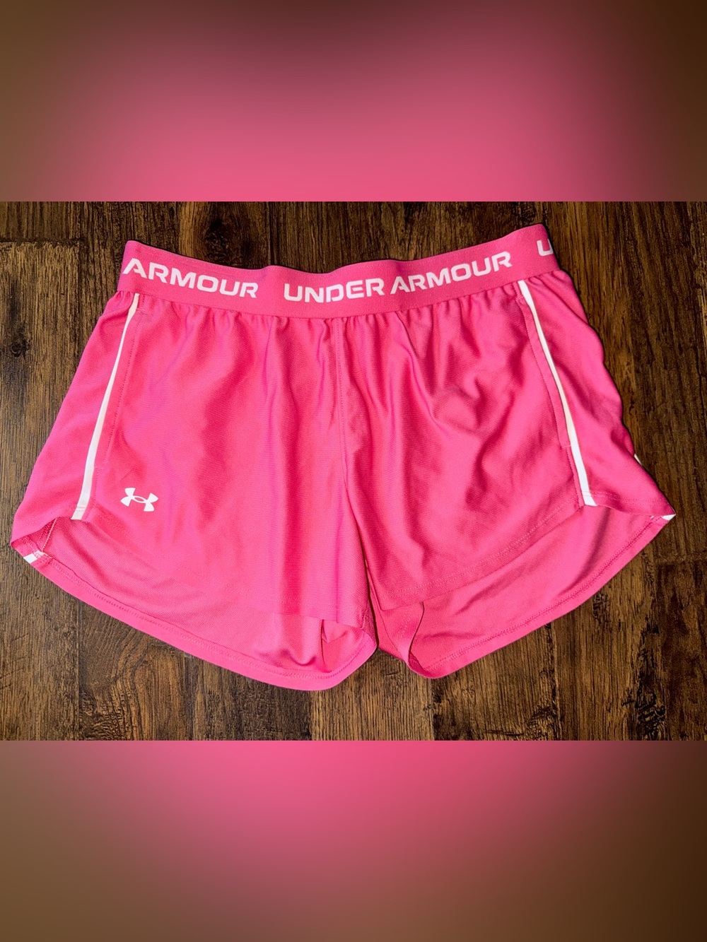 Under Armour Bright Pink Women's Athletic Shorts with Logo Waistband